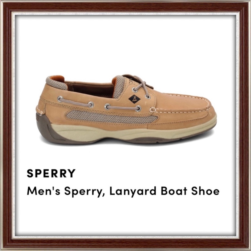 Sperry Lanyard 2 Eye Linen 10 1/2 W Tan Leather Brand New HOST PICK❤️‼️